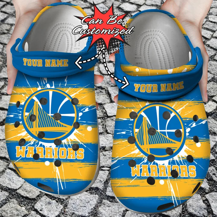 Basketball Crocss – Personalized Golden State Warriors Spoon Graphics Watercolour Clog Shoes