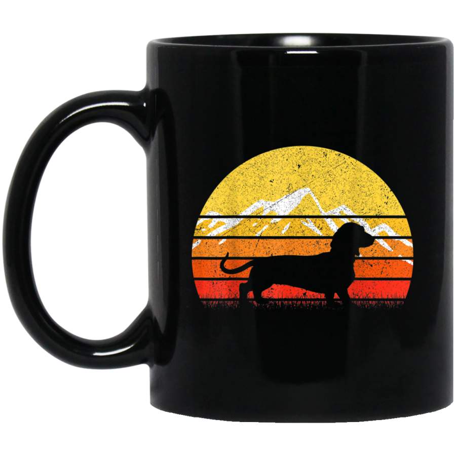 Dachshund Retro Vintage Mountain Silhouette Mug