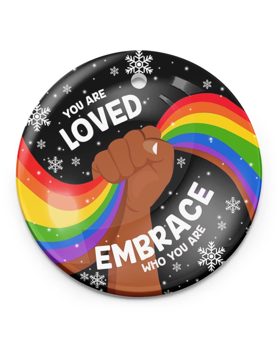 Lgbt Embrace Ceramic Ornament Circle Ornament Christmas Ornament Christmas Gift Ideas