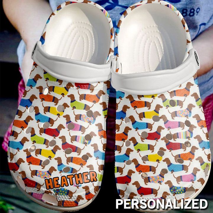 Dog Personalized Colorful Dachshund Sku 852 Crocs Crocband Clog Comfortable For Mens Womens Classic Clog Water Shoes