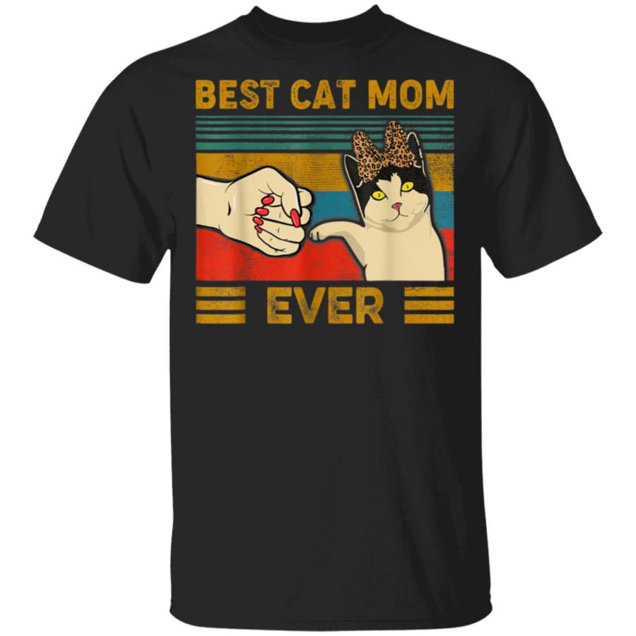 Vintage Best Cat Mom Ever Fist Bump Funny T-Shirt