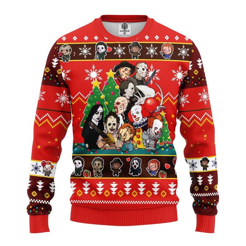 Ugly Christmas Sweater 2021, Horror Friends Sweatshirt For Women Men Couple Family Funny Cute Plus Size