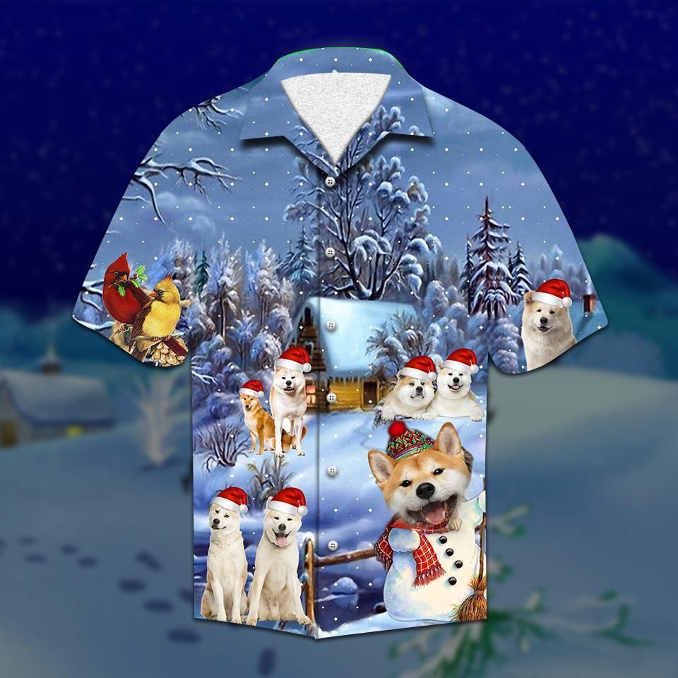 Akita Christmas Aloha Hawaiian Shirt Colorful Short Sleeve Summer Beach Casual Shirt For Men And Women