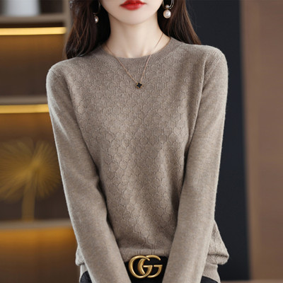 100% Wool Crew Neck Sweater Women’s Autumn/Winter 2022 New Warm Soft Casual Knit Sweater Loose Solid Color Women’s Top alx