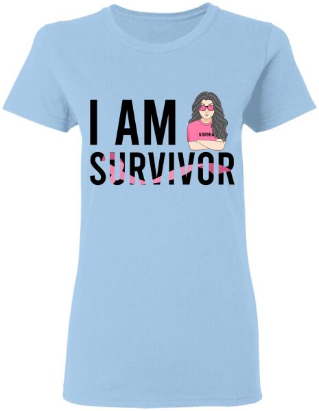 I Am Survivor And I Am Supporter Pink Couple Personalized Shirt Breast Cancer Awareness Sh-00791-Ctha