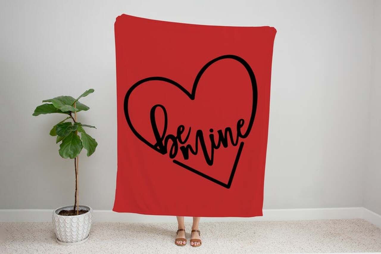 Be Mine Red Printed Fleece Blanket, Sherpa Blanket, Gift For Wife Gift For Parent, Family Member, Friends Gift, Christmas Gift, Home Decor, Home Living