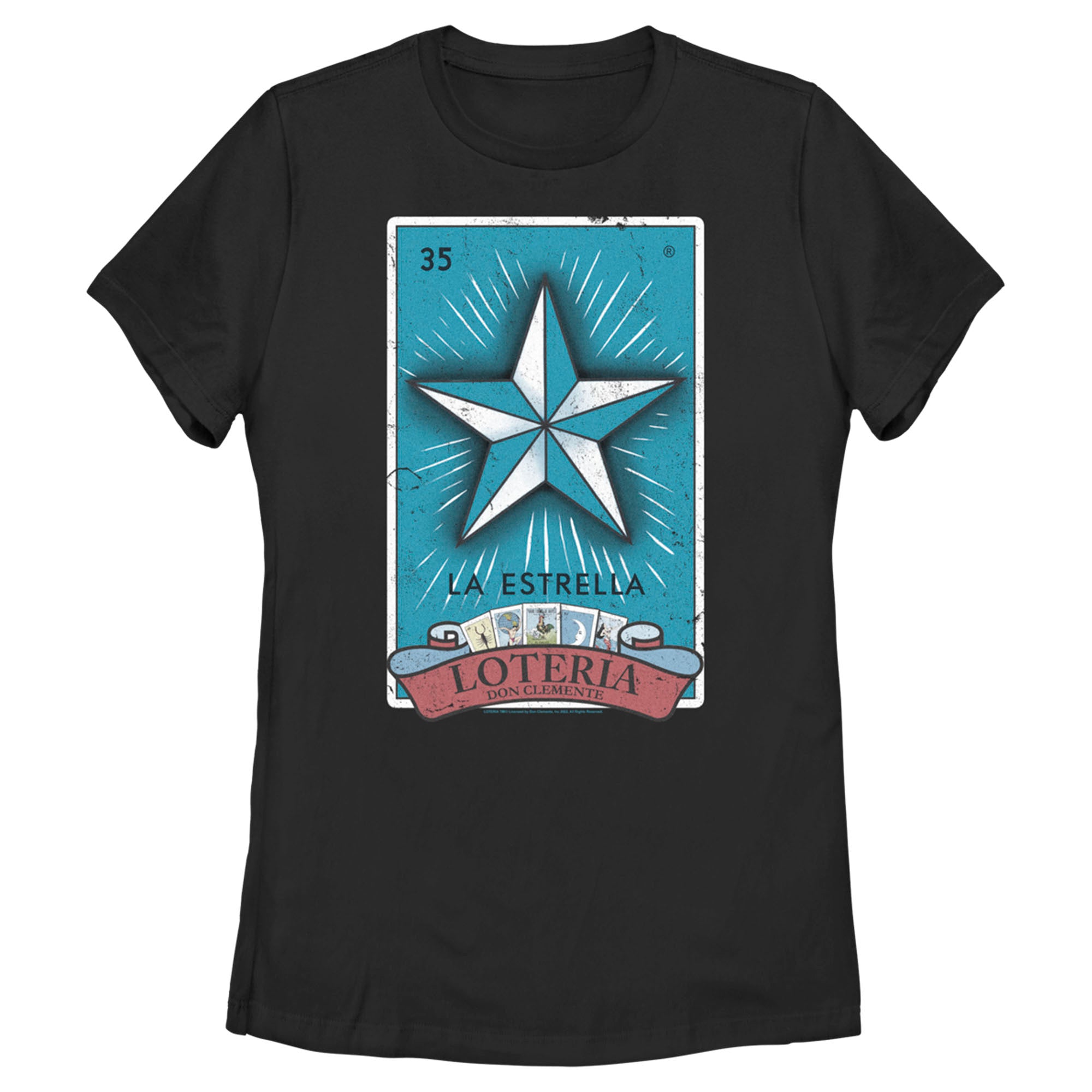 Women’S Loteria La Estrella Card Number 35 Distressed T-Shirt