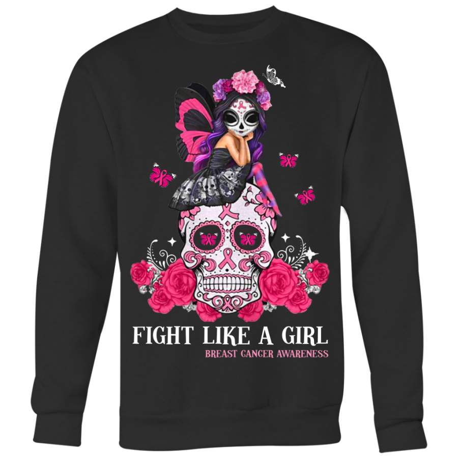 Breast Cancer Awareness Shirt, Skull Fight Like A Girl