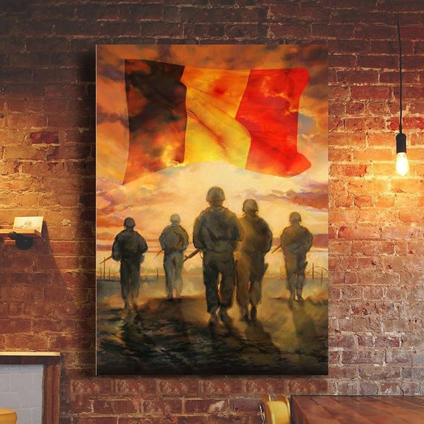 Belgium Flag Poster Honor Military Soldiers Veterans Patriotic Decor Portrait Poster & Canvas Gift For Friend Family Birthday Home Decor Wall Art Visual Art