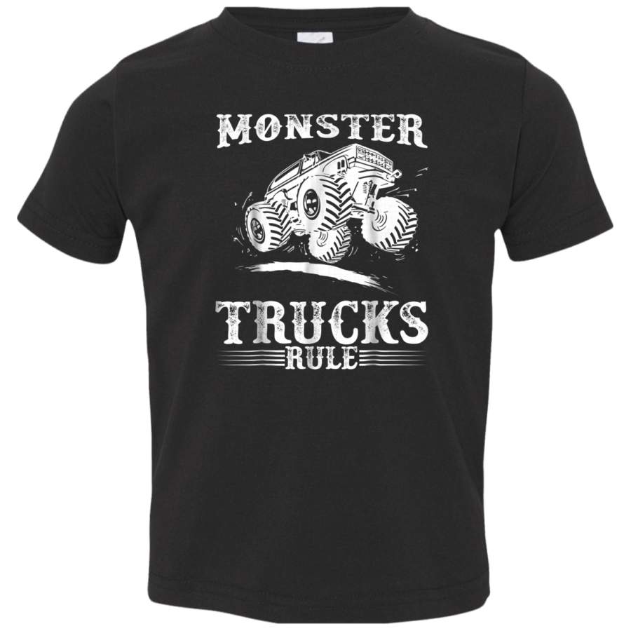 Monster Trucks Rule TShirt  Monster Truck Jumping Shirt 3321 Rabbit Skins Toddler Jersey T-Shirt