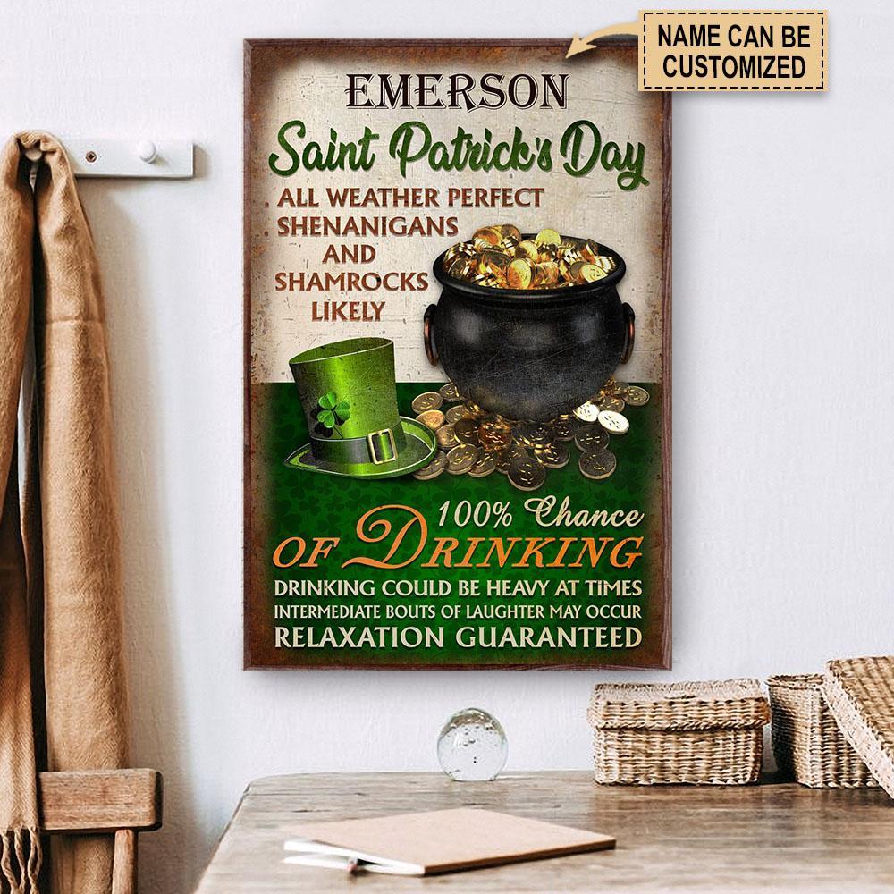 Personalized Canvas, Custom Canvas Prints St Patrick Day Forecast All Weather Customized Poster And Canvas, Wall Decor, Wall Art, Canvas Instructure, Wall Art