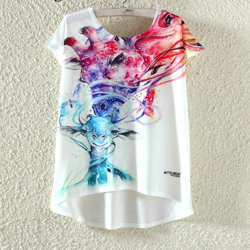 Watercolor Giraffe Printed Tees