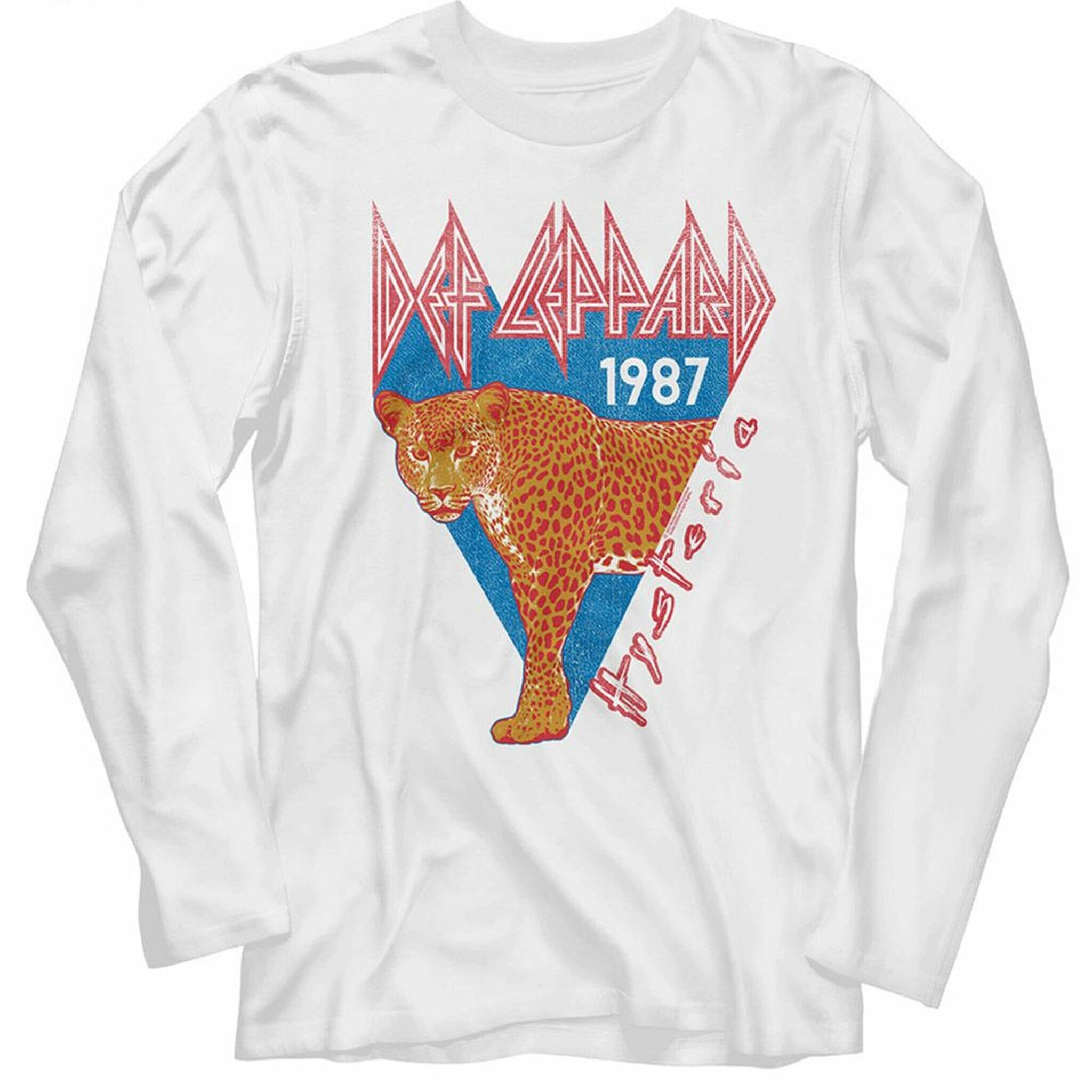 Def Leppard Half Leopard White Adult Long Sleeve T-Shirt