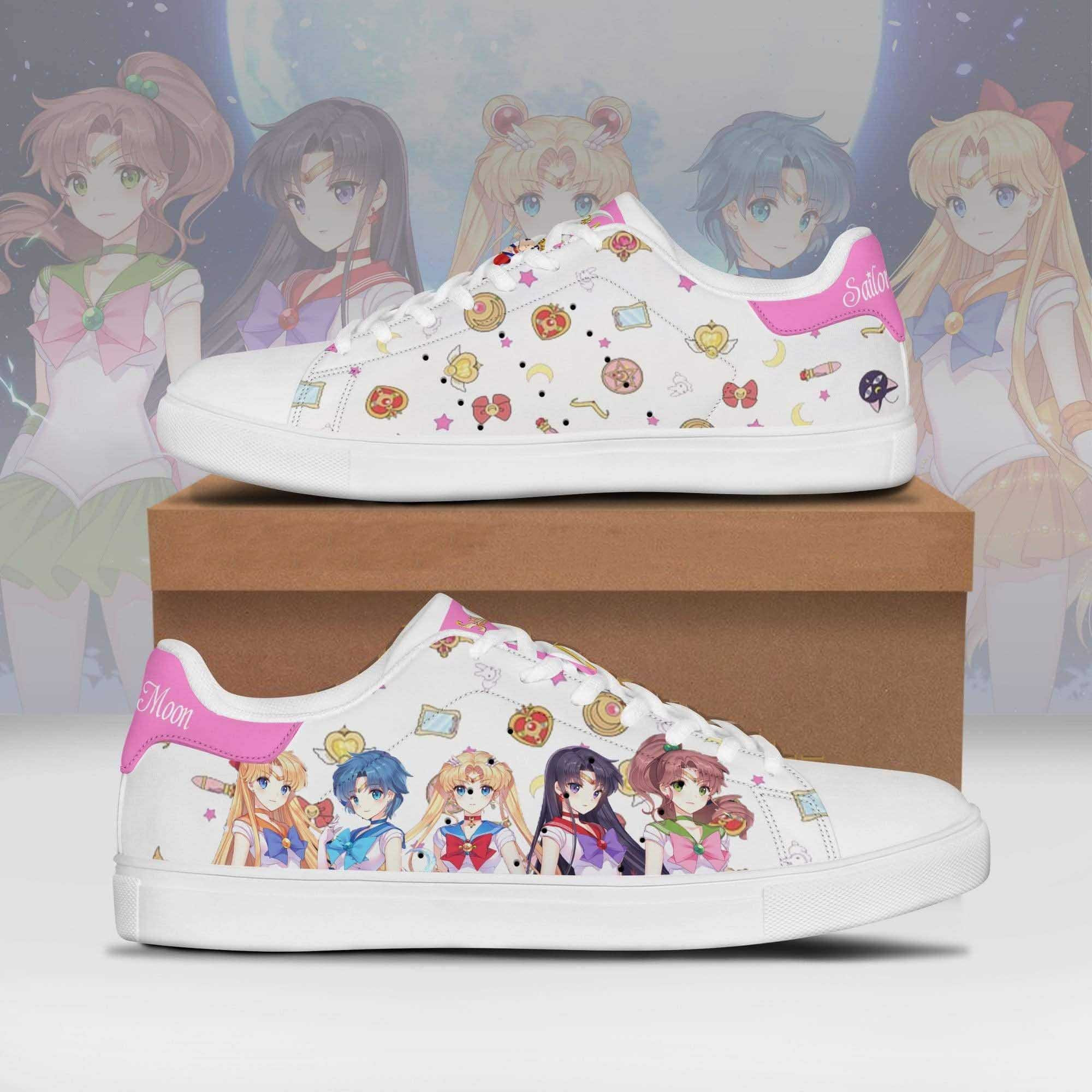 Sailor Guardians Sailor Moon Anime Christmas Gift For Fan Low Top Leather Skate Shoes Sneakers For Man And Women