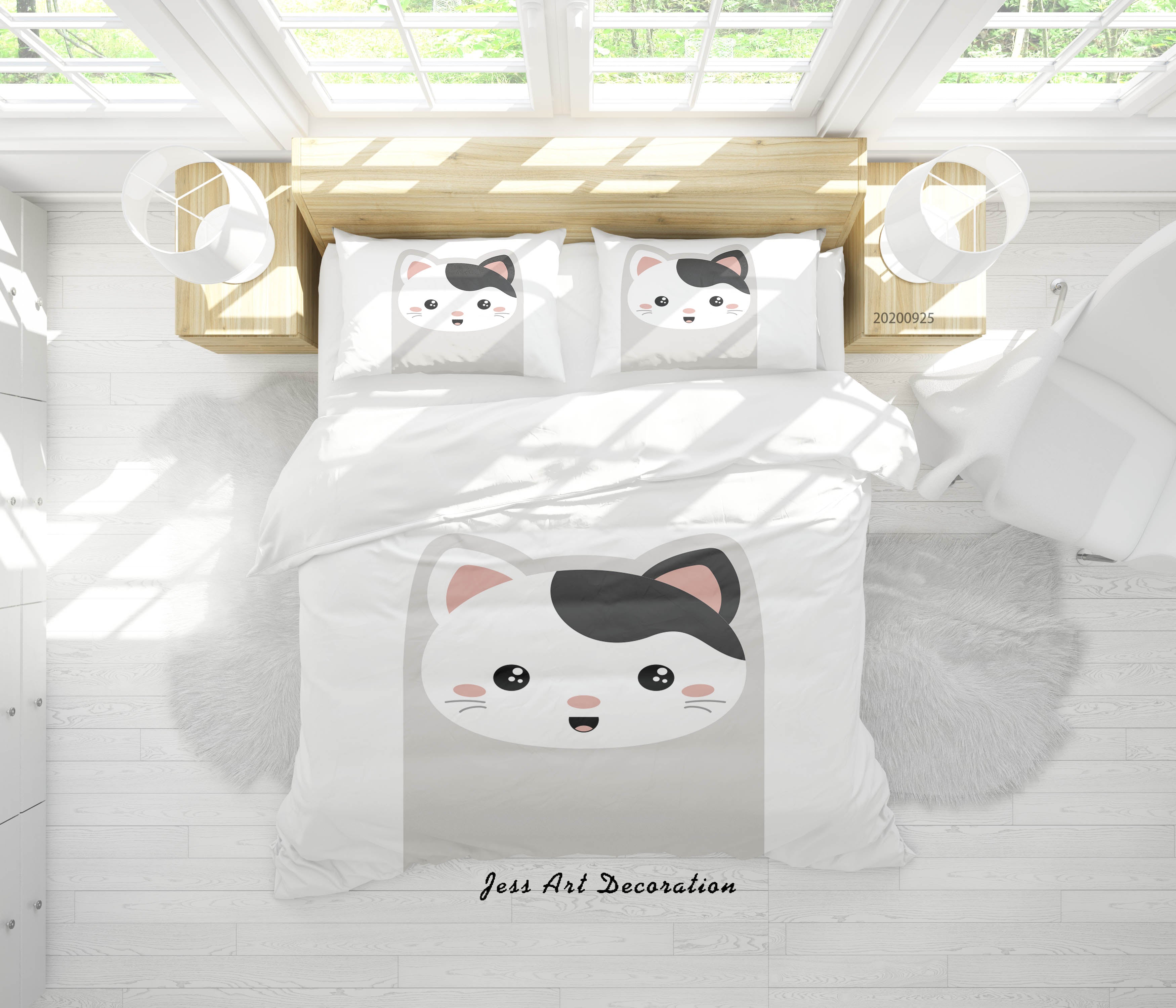 3D Cartoon Animal Cat Pattern Quilt Cover Set Bedding Set Duvet Cover Pillowcases Wj 6476