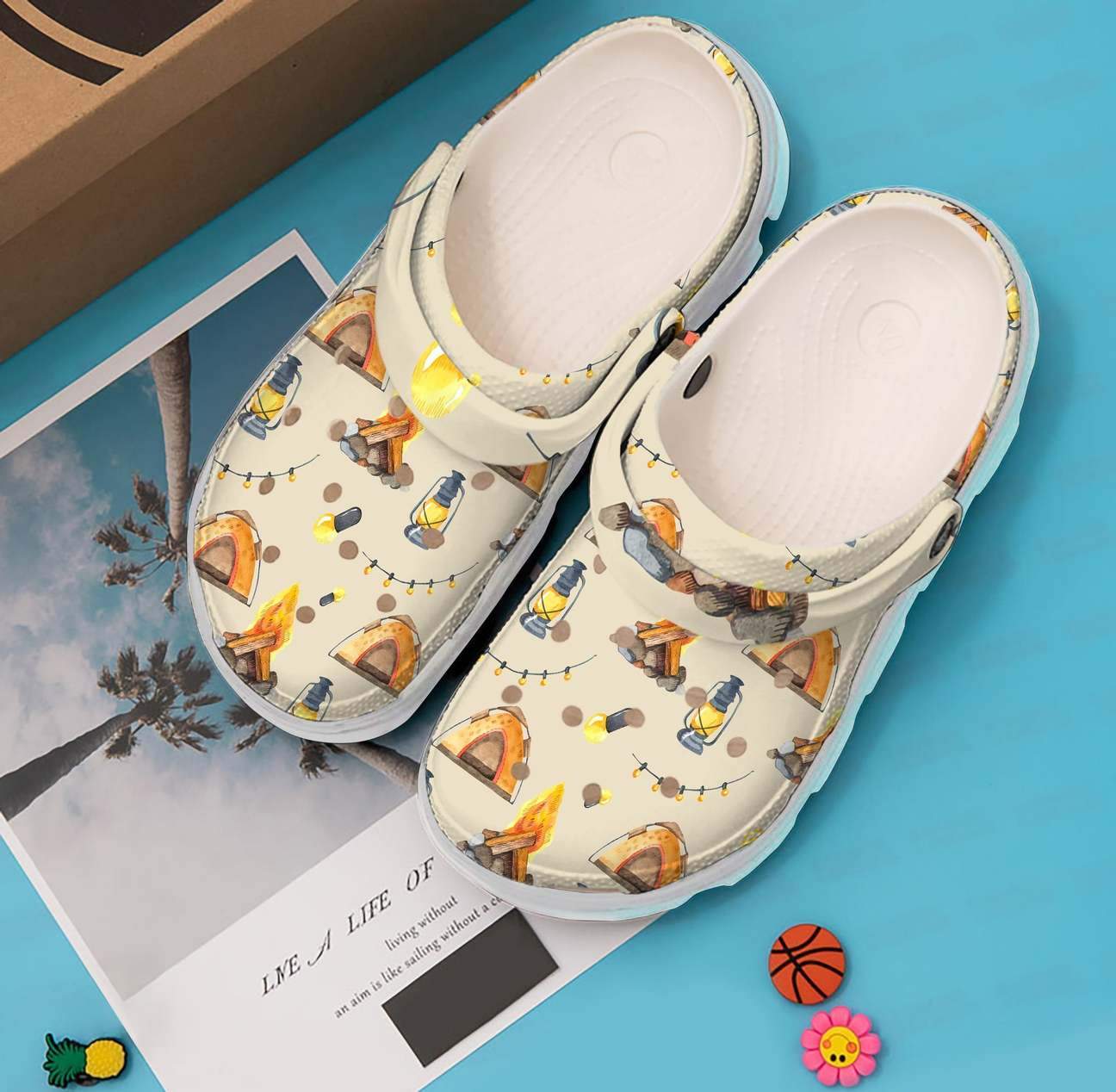 Camping Personalized Clog, Custom Name, Text Light Camping Pattern, Fashion Style For Women, Men, Kid, Print 3D