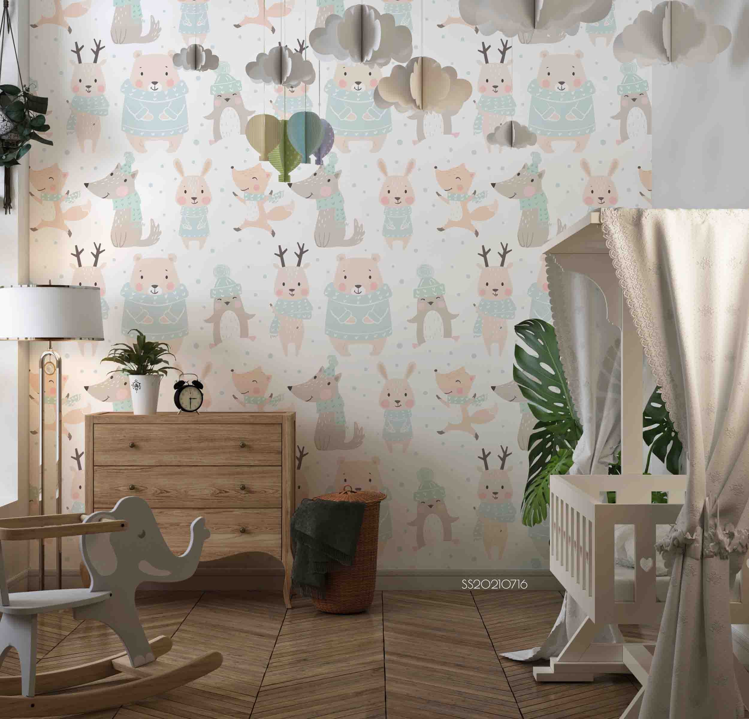 3D Cartoon Cute Animal Wall Mural Wallpaper Lqh 25