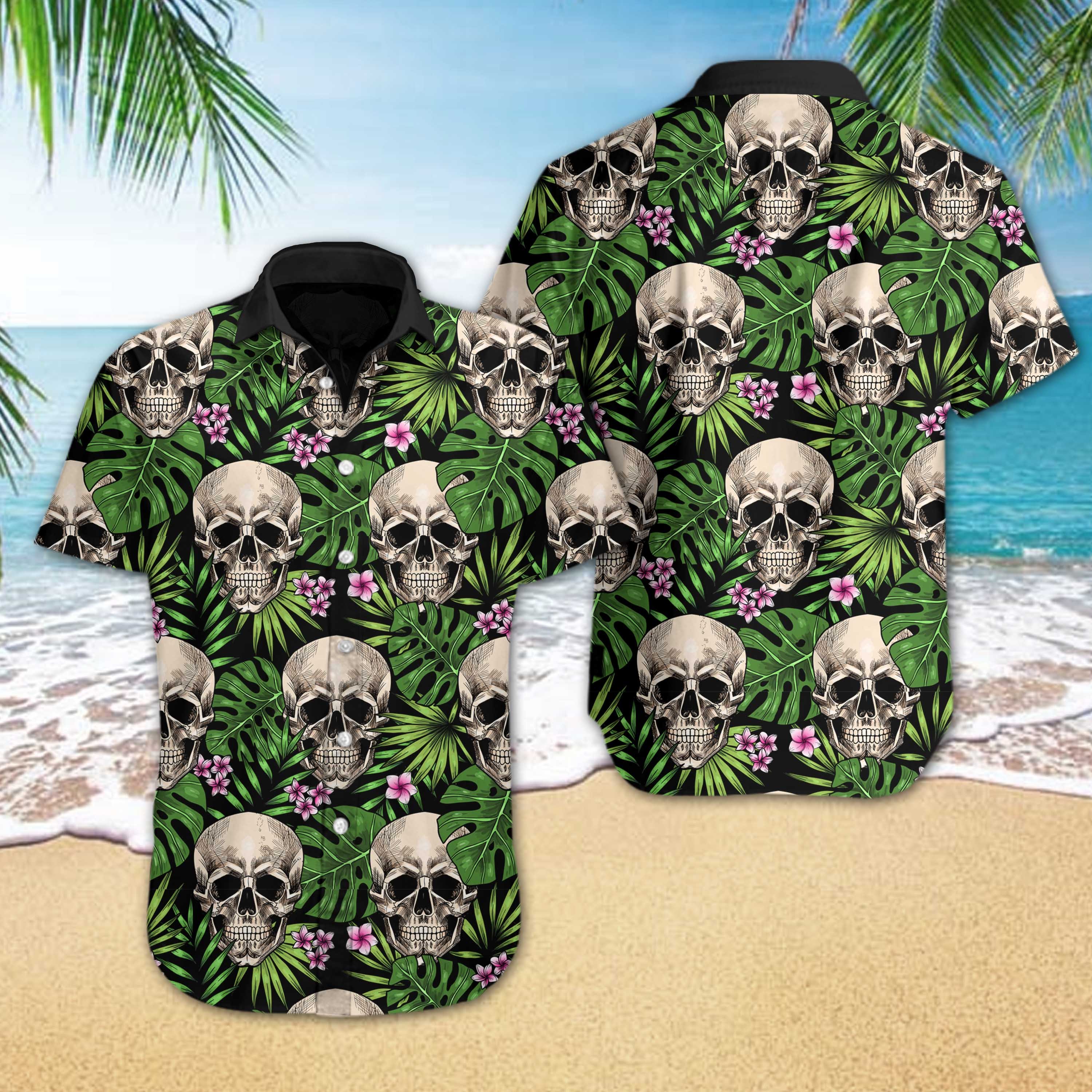 Skull Tropical Pattern Hawaii Shirt Ha85281