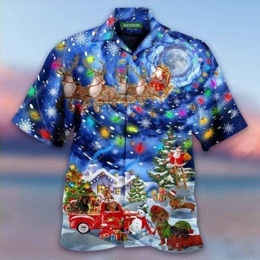 Hawaii Aloha Shirts Merry Dachshunds Christmas Ha56878