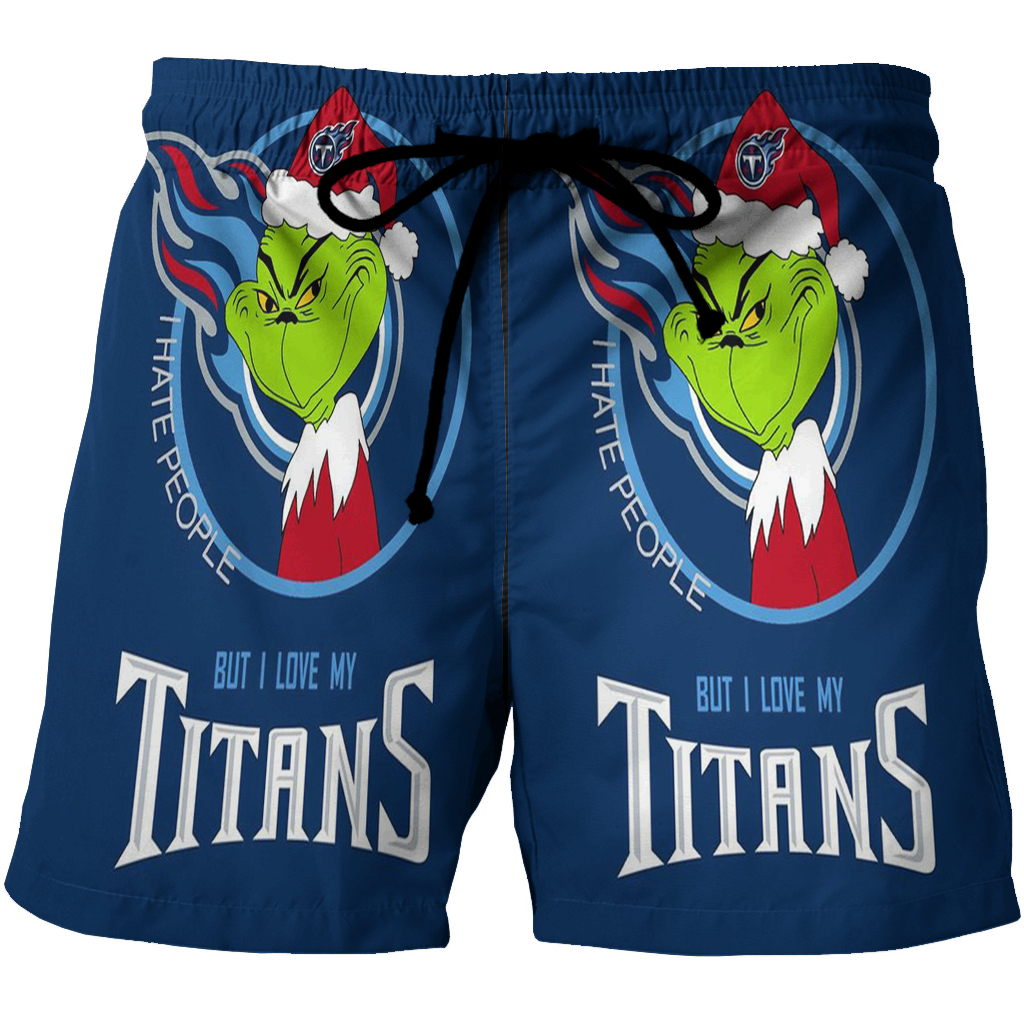 Tennessee Titans Grinch I Hate People But I Love My Titans 3D All Over Print Summer Beach Hawaiian Short