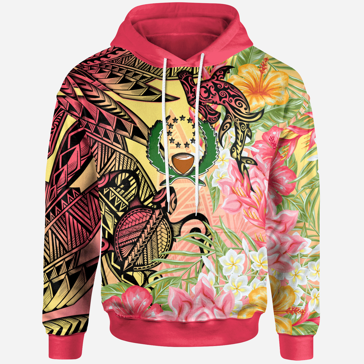 Pohnpei State Hoodie – Flowers Tropical With Sea Animals – BN01