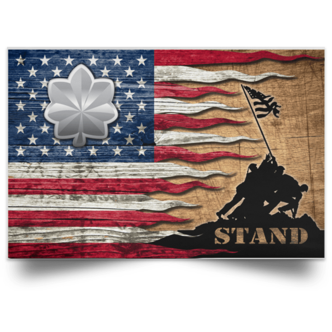 US Army O-5 Lieutenant Colonel O5 LTC Field Officer Stand For The Flag Satin Landscape Poster