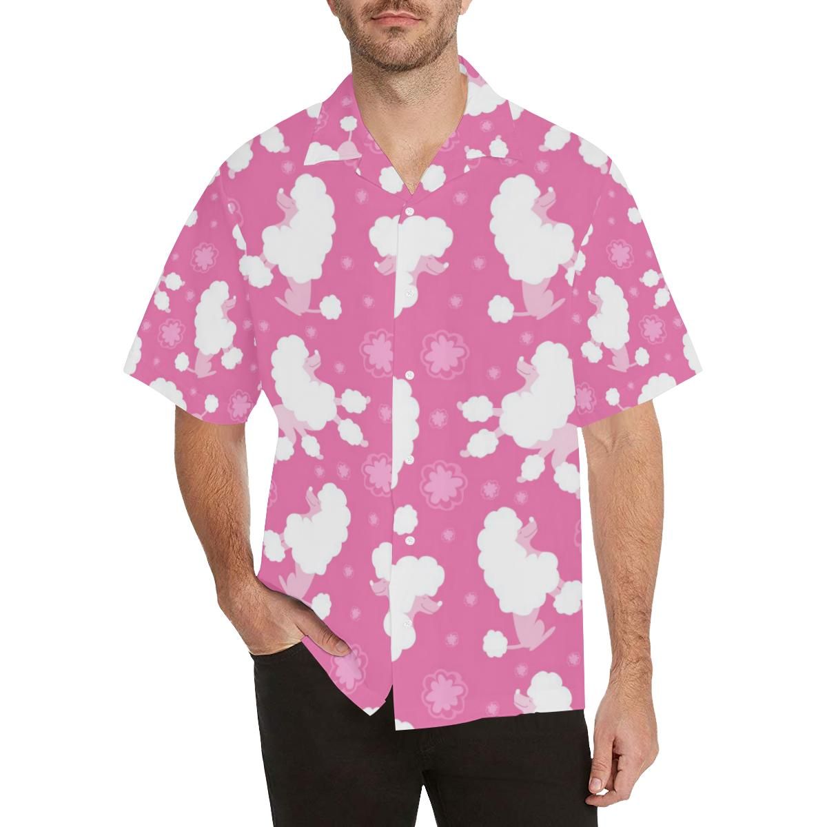 Poodle Pink Theme Pattern Men’s All Over Print Hawaiian Shirt