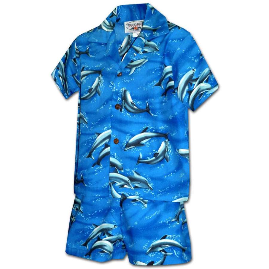 Dolphin Day Boy’s Hawaiian Shirt and Shorts