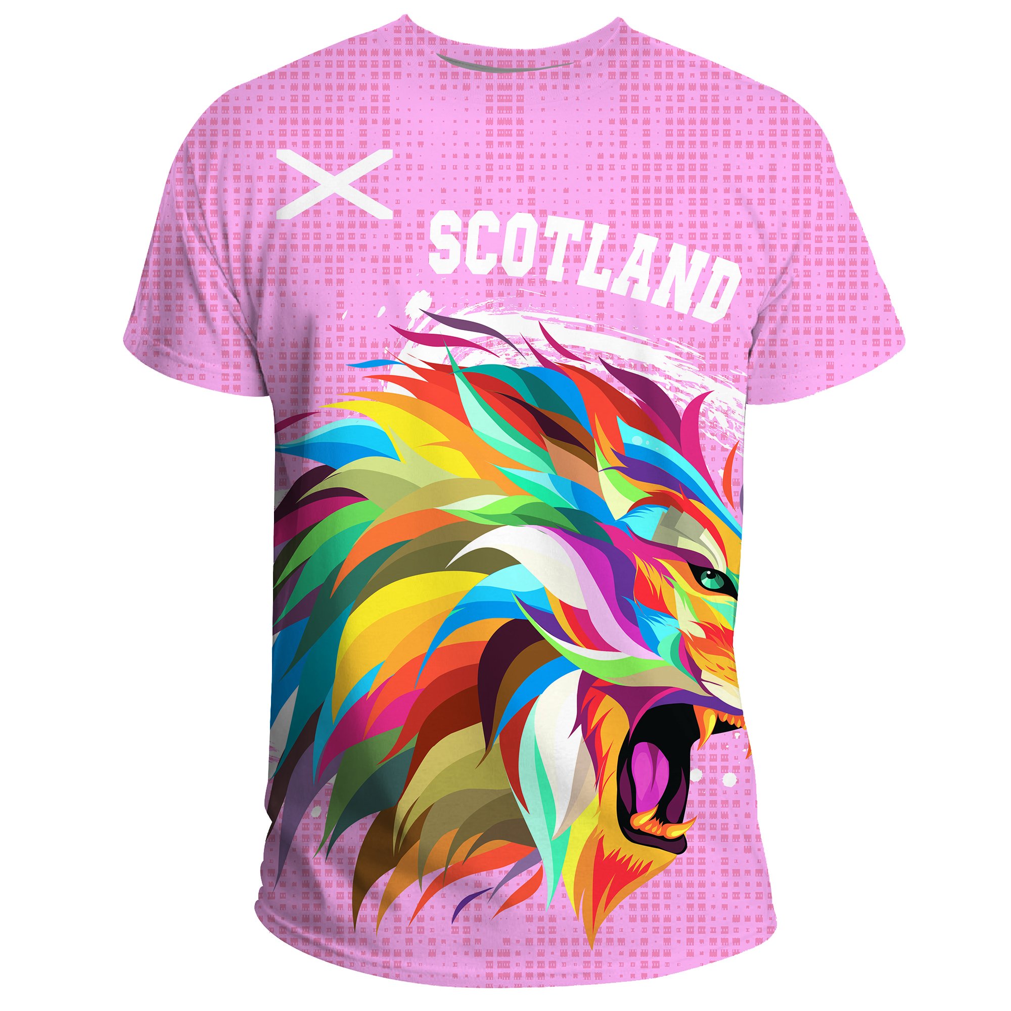 1stScotland T-Shirt Raibown Lion Pink Style A27