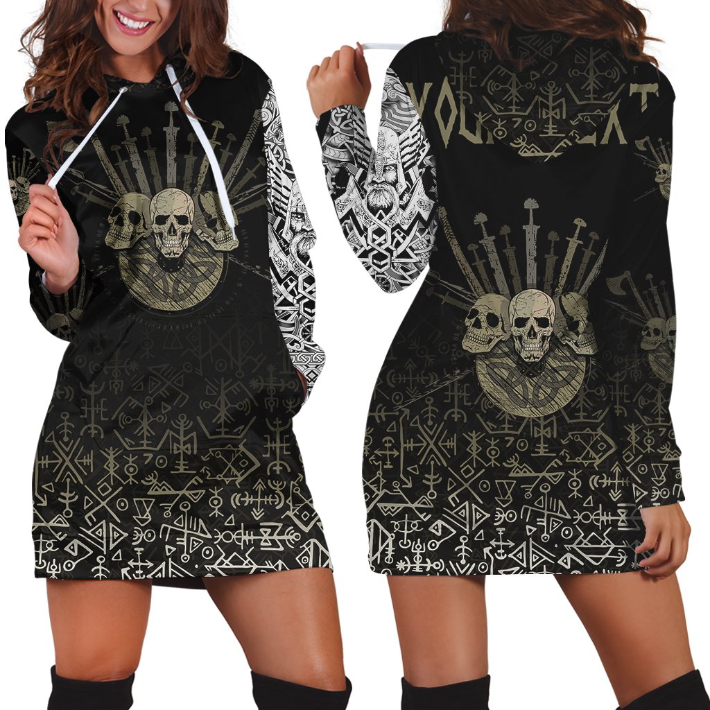 (Custom) Viking Hoodie Dress Three Skull Of Viking A27