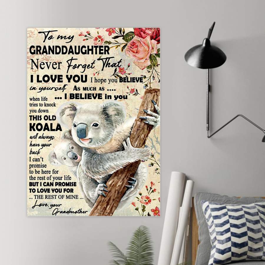 Special Custom Design Poster  Gift  For Granddaughter Never Forget I Love You Koala