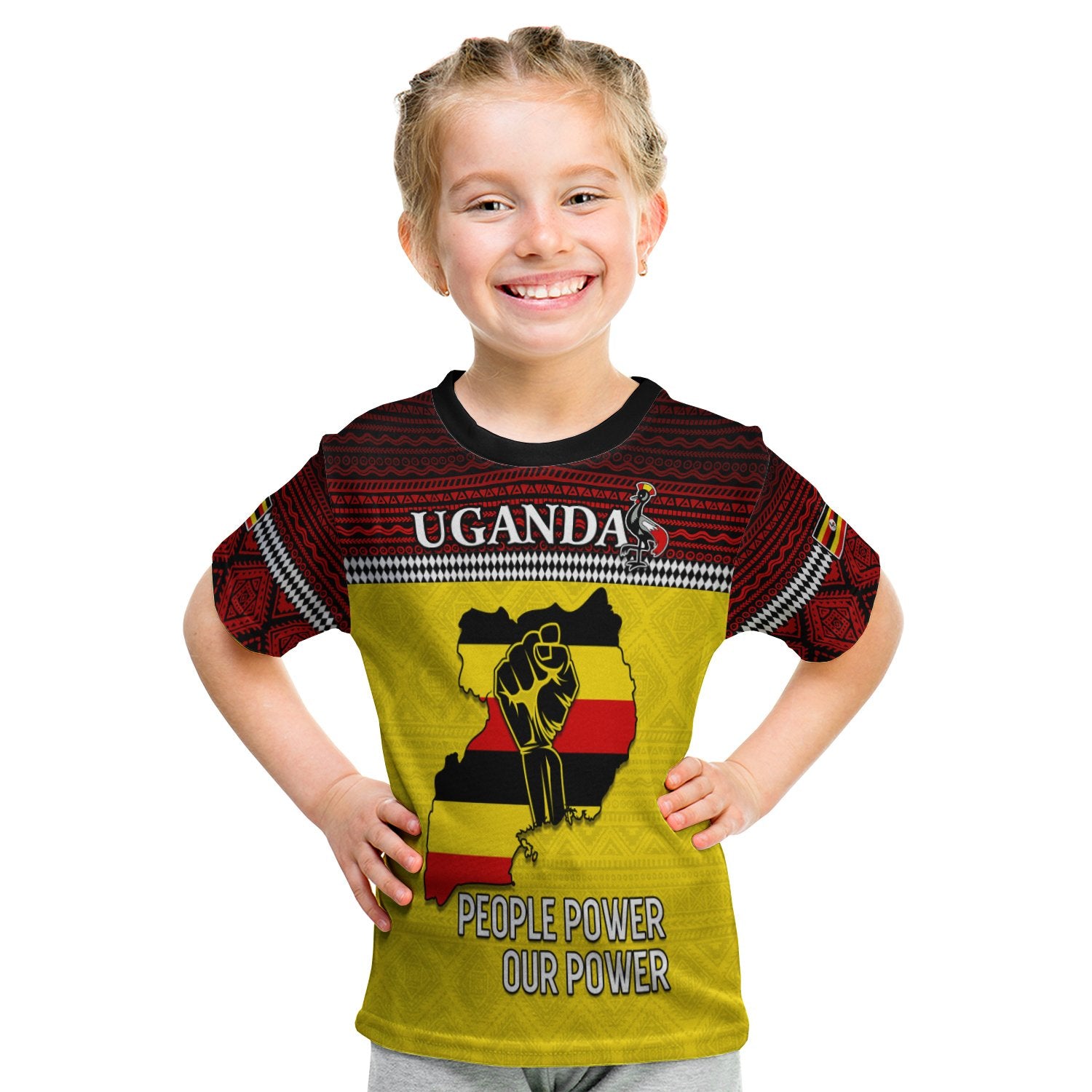 Uganda T Shirt Kid African Pattern People Power Our Power Lt13