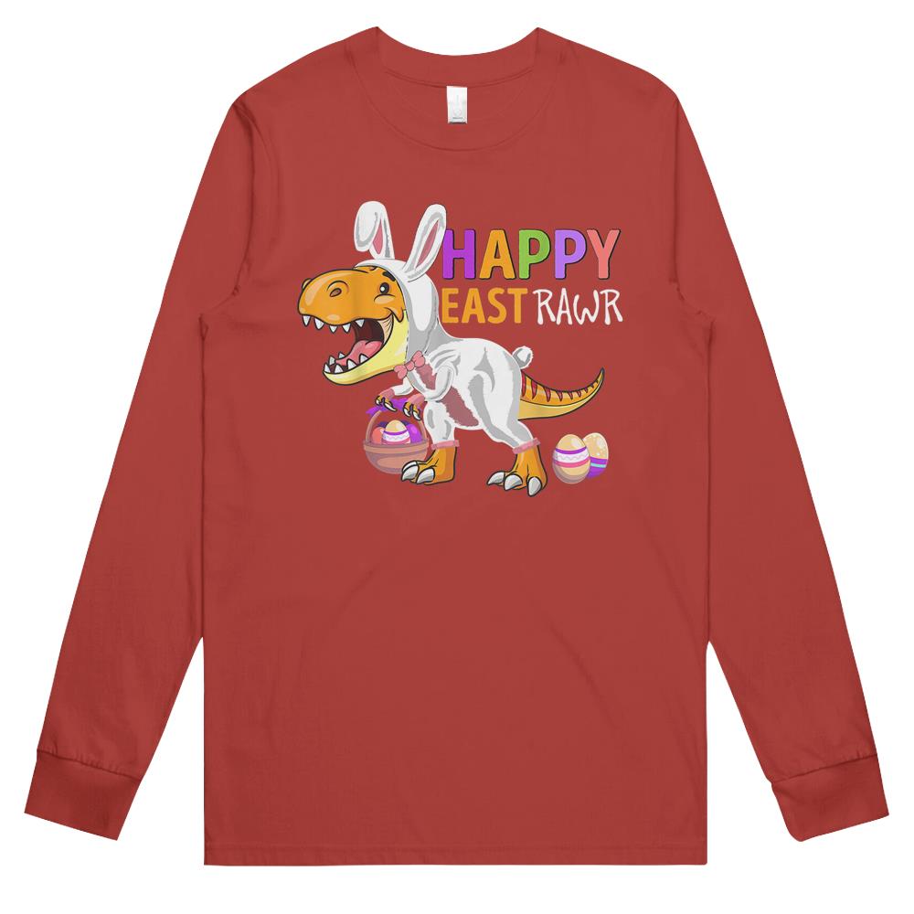 Boys Toddlers Easter Bunny T Rex Dinosaur Happy Eastrawr Long Sleeve T Shirts