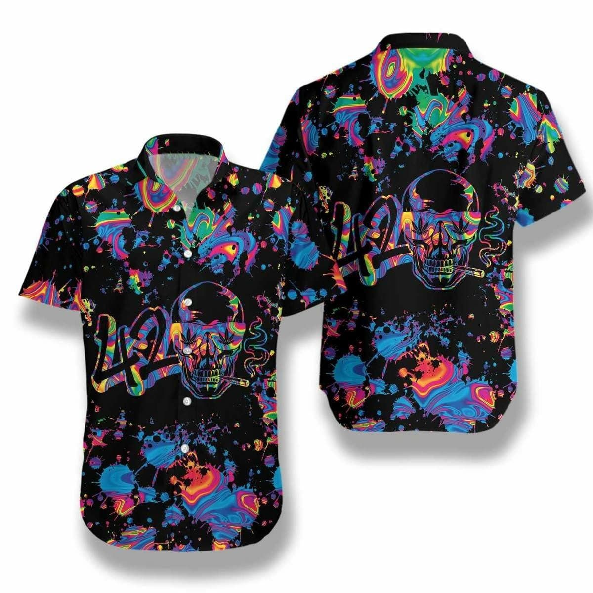 Hawaii Aloha Shirts 420 Skull Vibes Ha101430