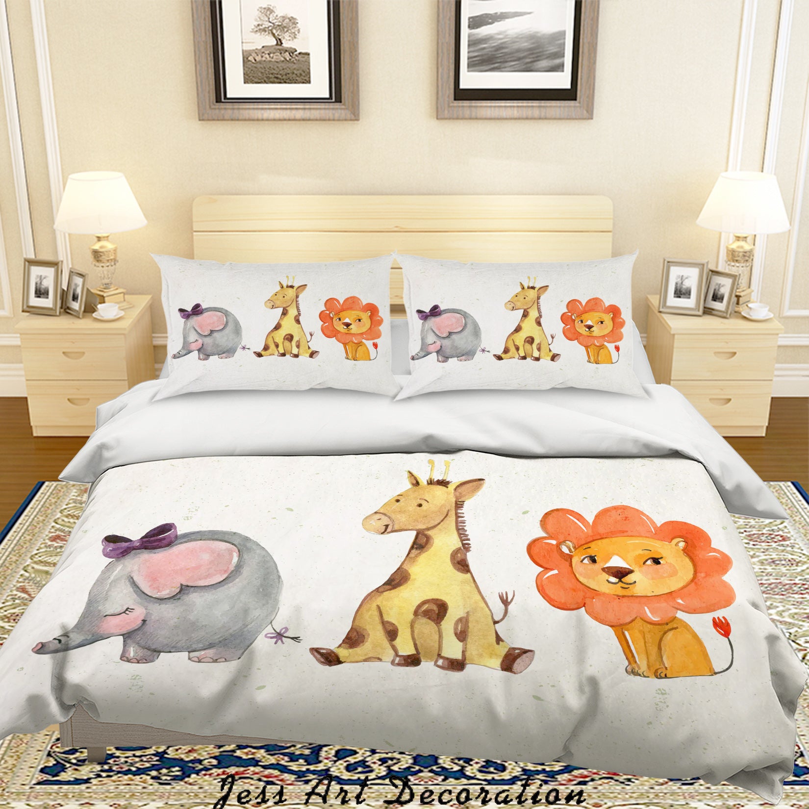 3D Elephant Lion Giraffe Quilt Cover Set Bedding Set Pillowcases 120