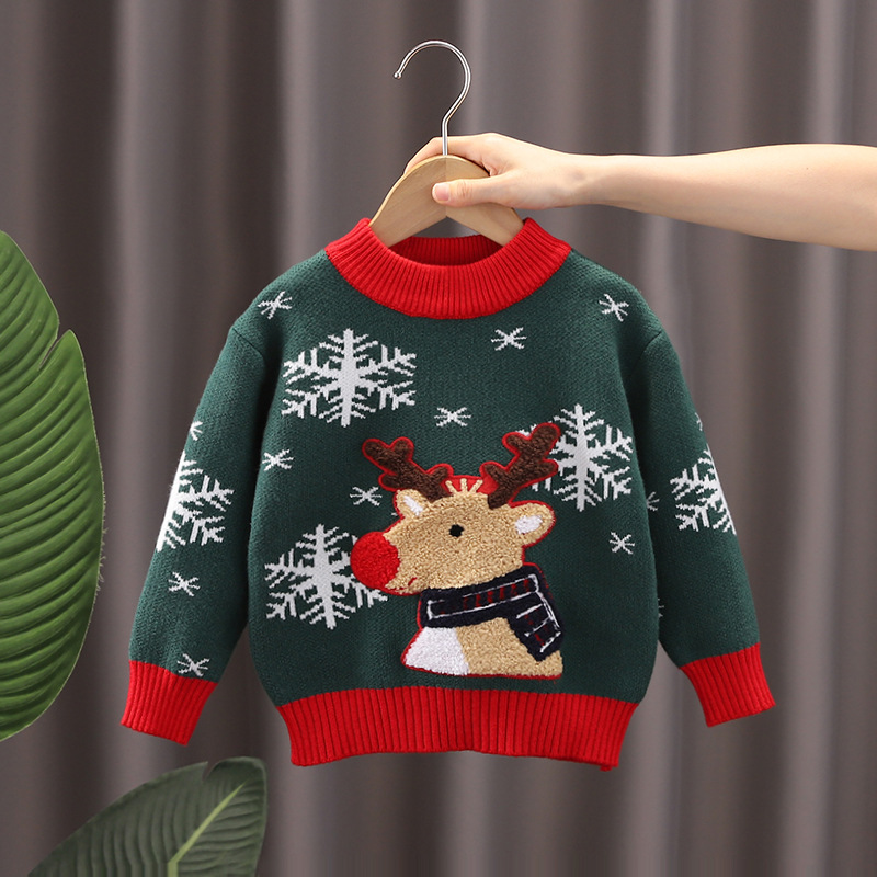 Christmas Trendy Children’s Pullover Sweater 2022 Autumn Winter New Boys Girls Cartoon Snowflake Knitwear Toddler Tops FY10123 alx