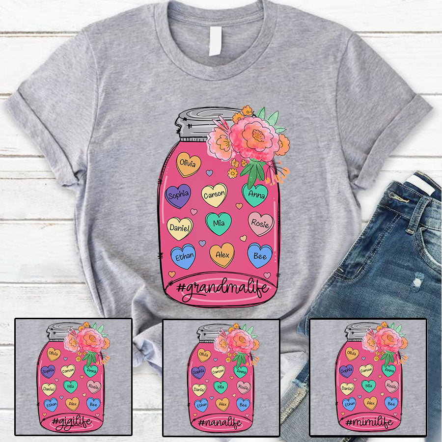 Grandma And Grandkid’S Hearts Flower T-Shirt