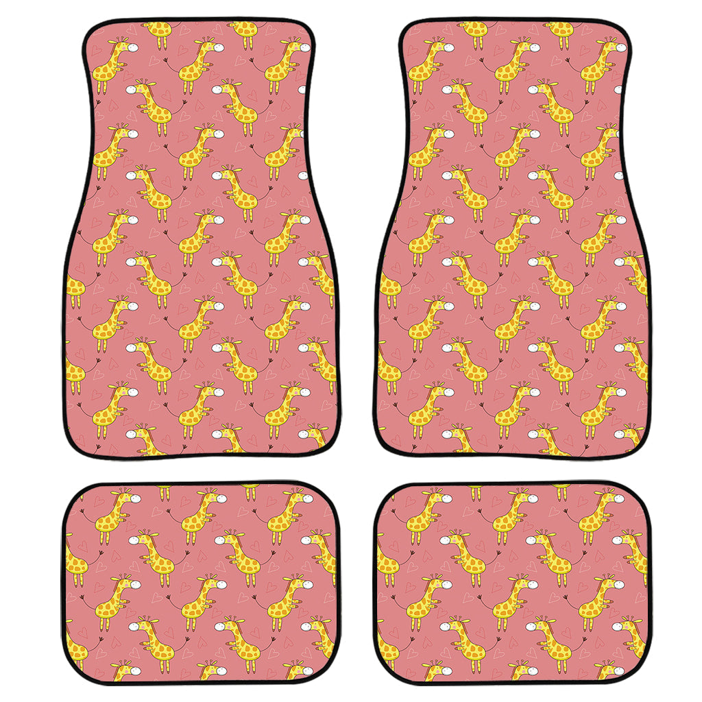 Cute Giraffe Pattern Print Front And Back Car Floor Mats, Front Car Mat