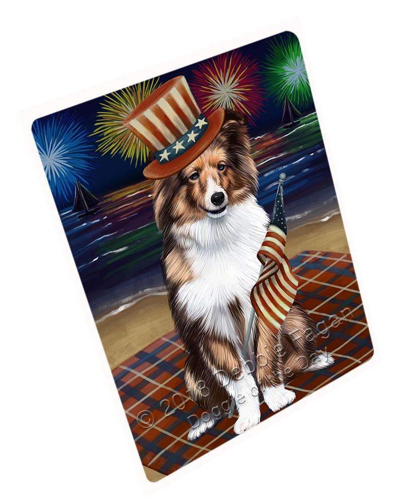 4Th Of July Independence Day Firework Shetland Sheepdog Blanket Blnkt56667 (37X57 Sherpa)