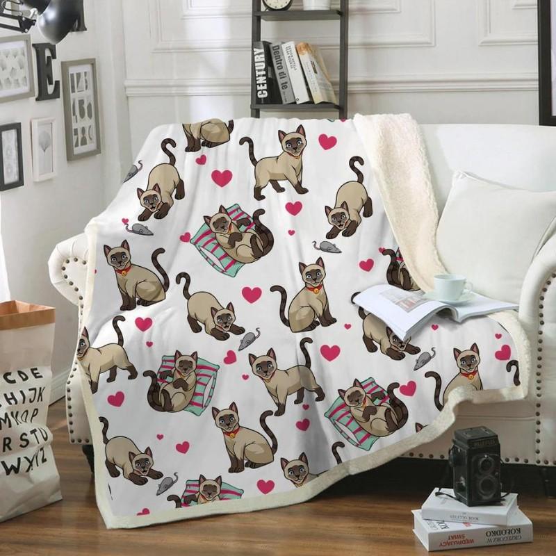 Siamese Cat Blanket Cat Print Blanket Cats Gifts Graphic