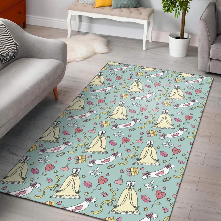 Wedding Pastel Pattern Print Area Rug