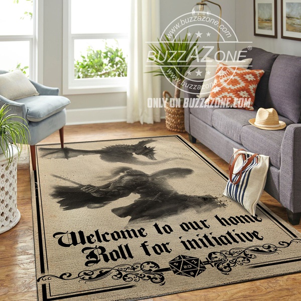 Welcome To Our Home Roll For Initiative Dragon Rug Ko