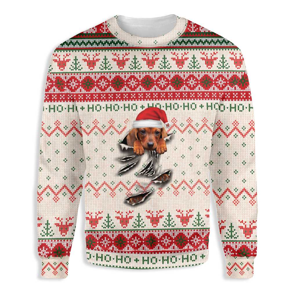 Ugly Christmas Dachshund Scratch Ez12 1510 All Over Print Sweatshirt