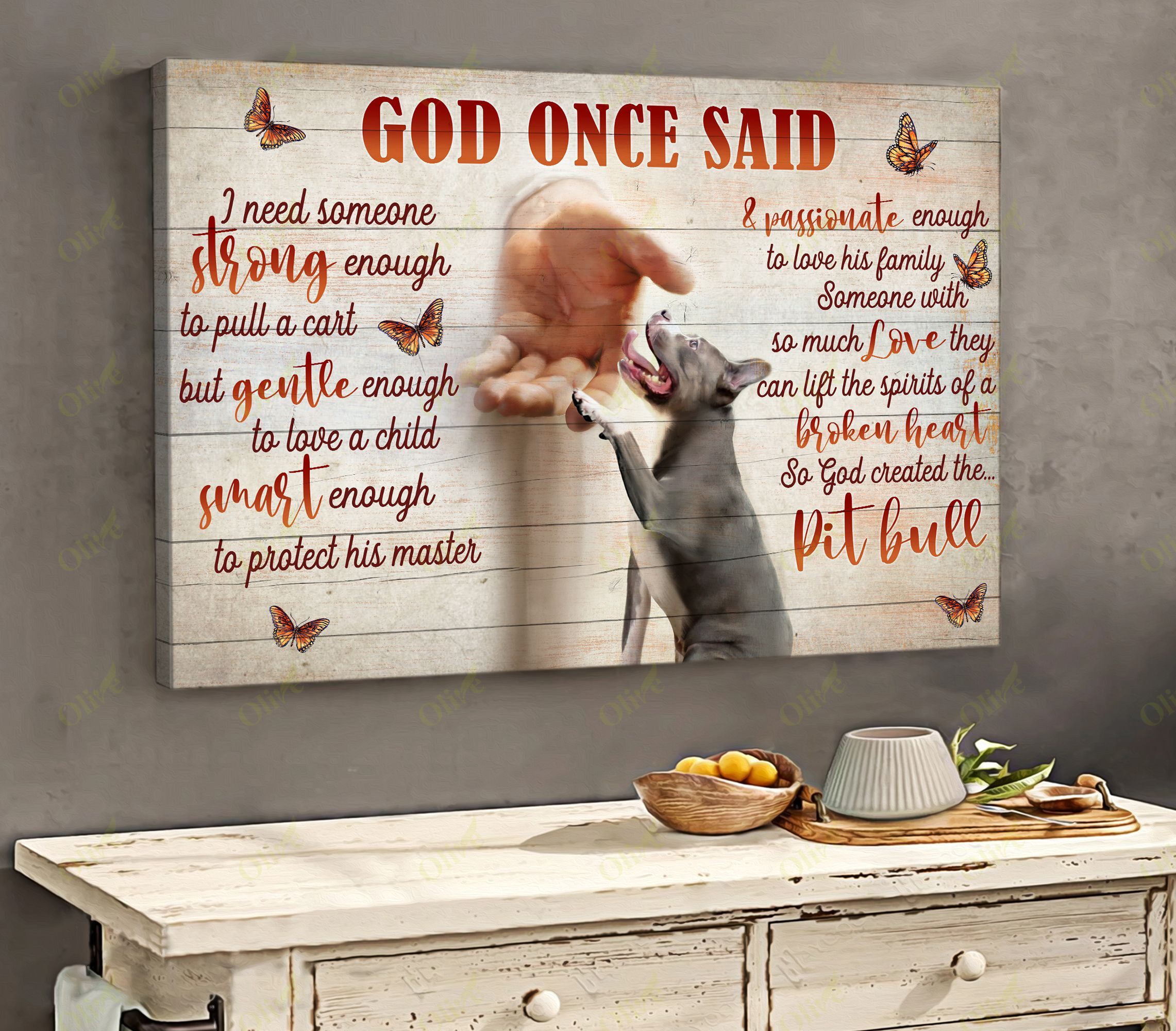 God Created The Pit Bull 2 Canvas And Poster | Wall Decor Visual Art