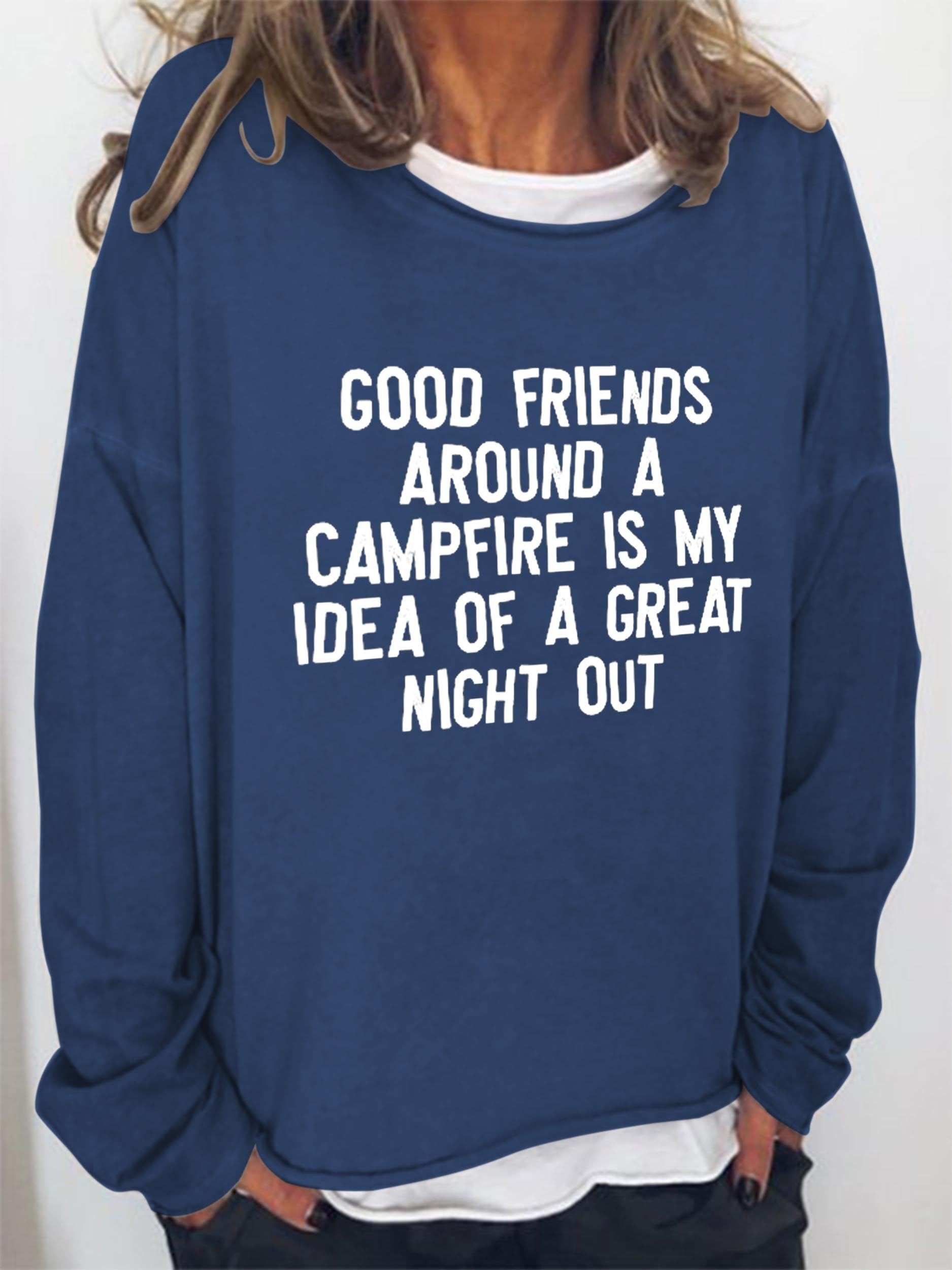 Women Good Friends Around At Campfire Long Sleeve Top