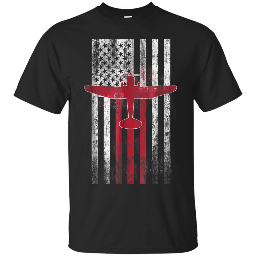 AGR Airport Firefighter USA Red Line American Flag T-Shirt