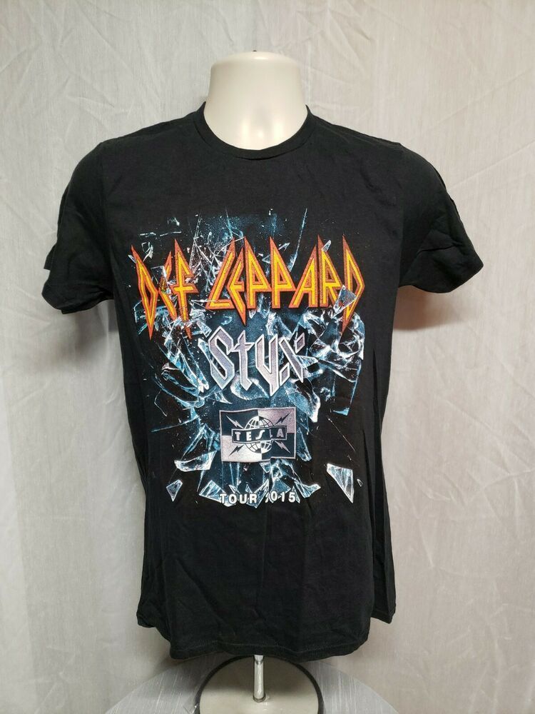 2015 Def Leppard Stux Tesla Tour Adult Black Shirt