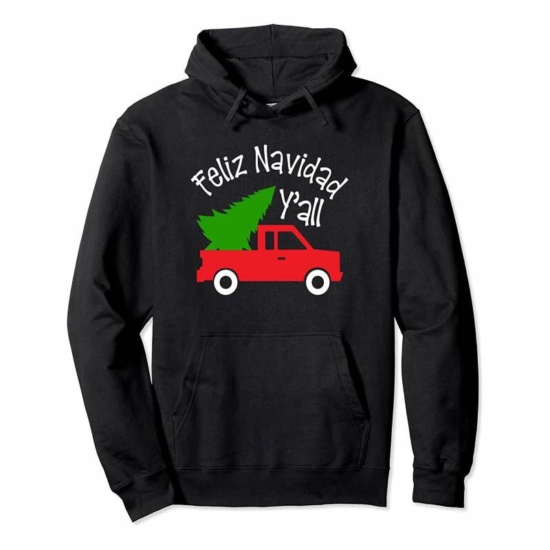 Feliz Navidad Yall Red Farm Truck Holidays Tree Country Pullover Hoodie, T-Shirt, Sweatshirt