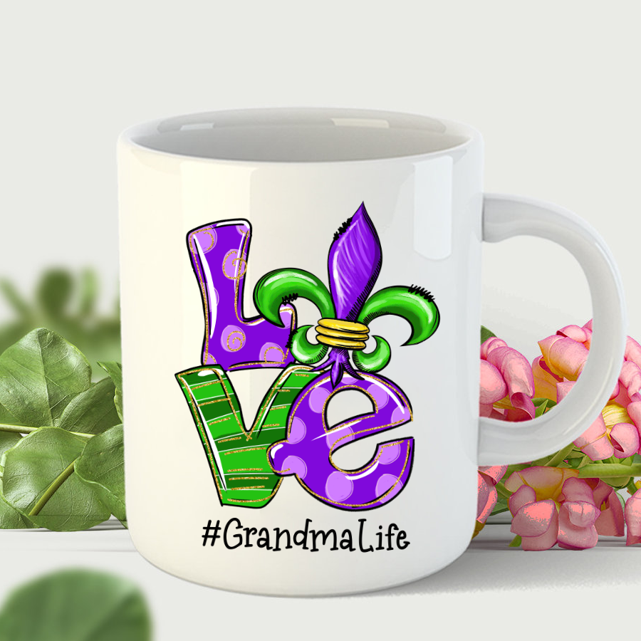 Love Grandma Life Gift Mardi Gras Mug