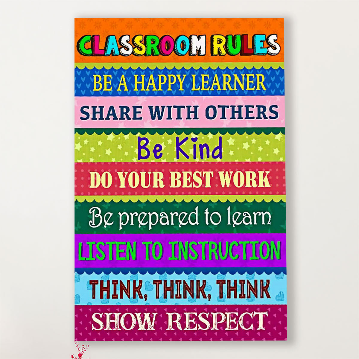 Teacher Classroom Canvas Classroom Rules | Student Wall Art Back To ...